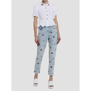 Hello Kitty Sanrio High Rise Mom Jeans Light Blue Denim Juniors Size 5
